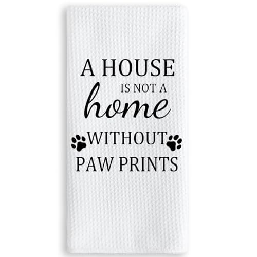 TNUW Dog Themed Gifts Kitchen Towels 16'24', Dogs Mom Gifts for Women, Dog Decorations for The Home, House Warming Gifts New Home, Paw Prints Kitchen Tea Hand Towels