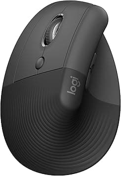 Logitech Lift Left Vertical Ergonomic Mouse, Left-Handed, Wireless, Bluetooth or Logi Bolt USB, Quiet clicks, 4 Buttons, Compatible with Windows/macOS/iPadOS, Laptop, PC - Graphite