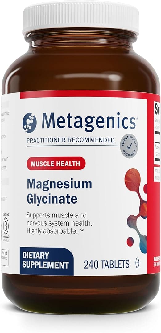 Metagenics Magnesium Glycinate - Highly Absorbable Magnesium Supplement for Sleep, Stress Relief & Muscle Relaxation* - Supports Bone, Heart & Nerve Health* - Non-GMO, Gluten-Free - 240 Tablets