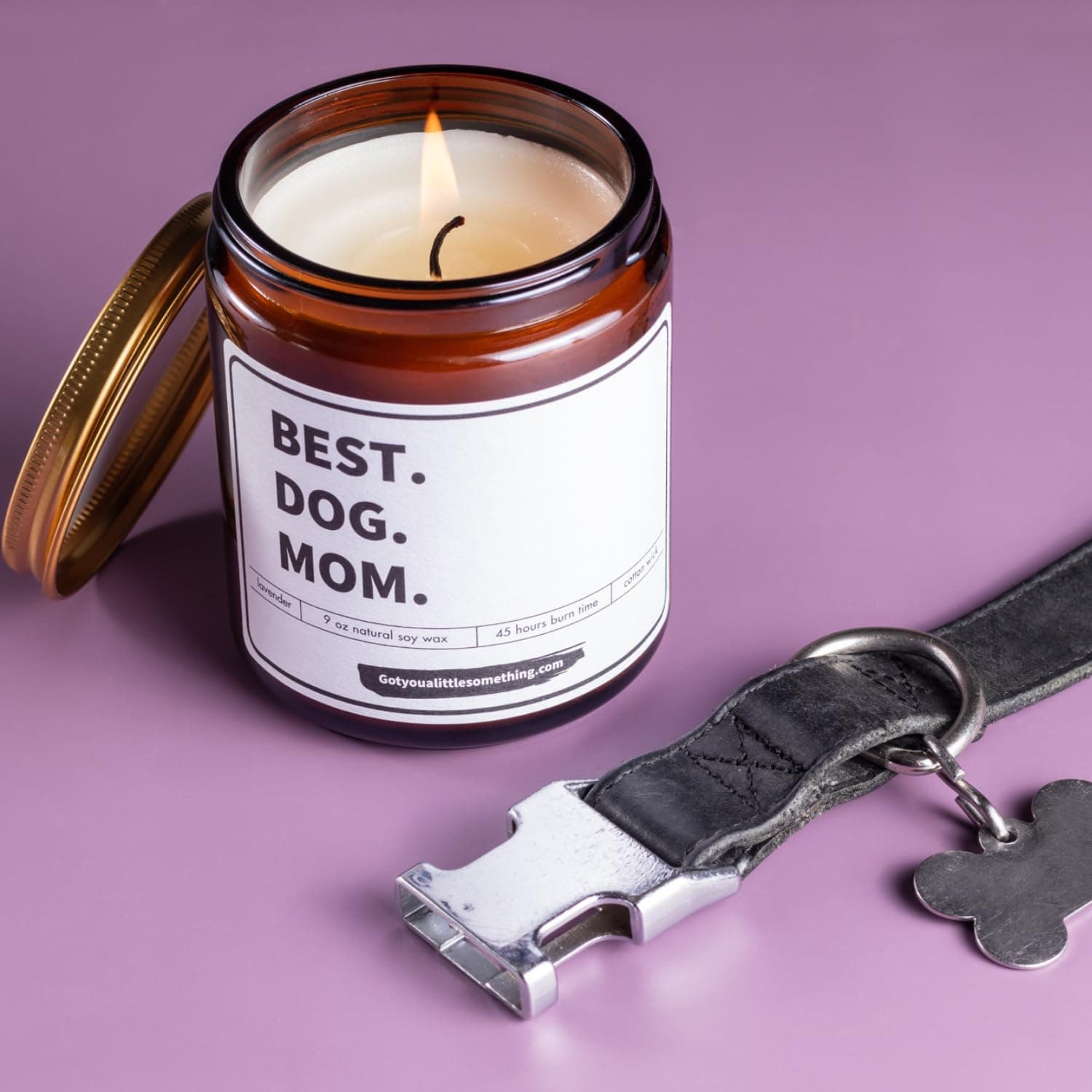 Best Dog Mom Scented Candle | Lavender Vanilla | 100% Soy Wax | Long Burn Time - Dog Mom Gifts for Women, New Puppy Funny Present Idea for Pet Lover, Fur Mama Gift for Christmas or Birthday