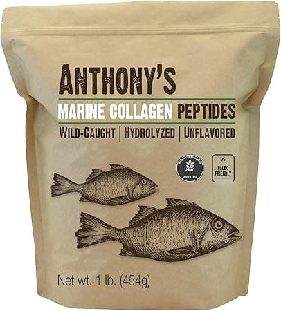 Anthony's Hydrolyzed Marine Collagen Peptides, Gluten-Free, Paleo and Keto Friendly, Unflavored, 1-Pound